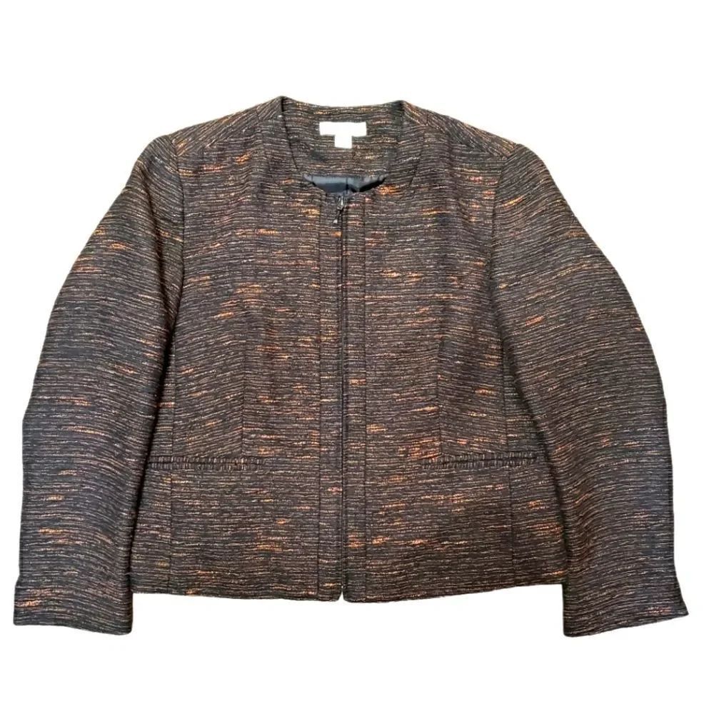 Coldwater Creek Brown Textured Zip Up Jacket Sz PL (14-16)
